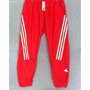 NEW! Adidas Multi Sport 3 Stripe Track Athletic Pants Mens XL Red Tapered Leg